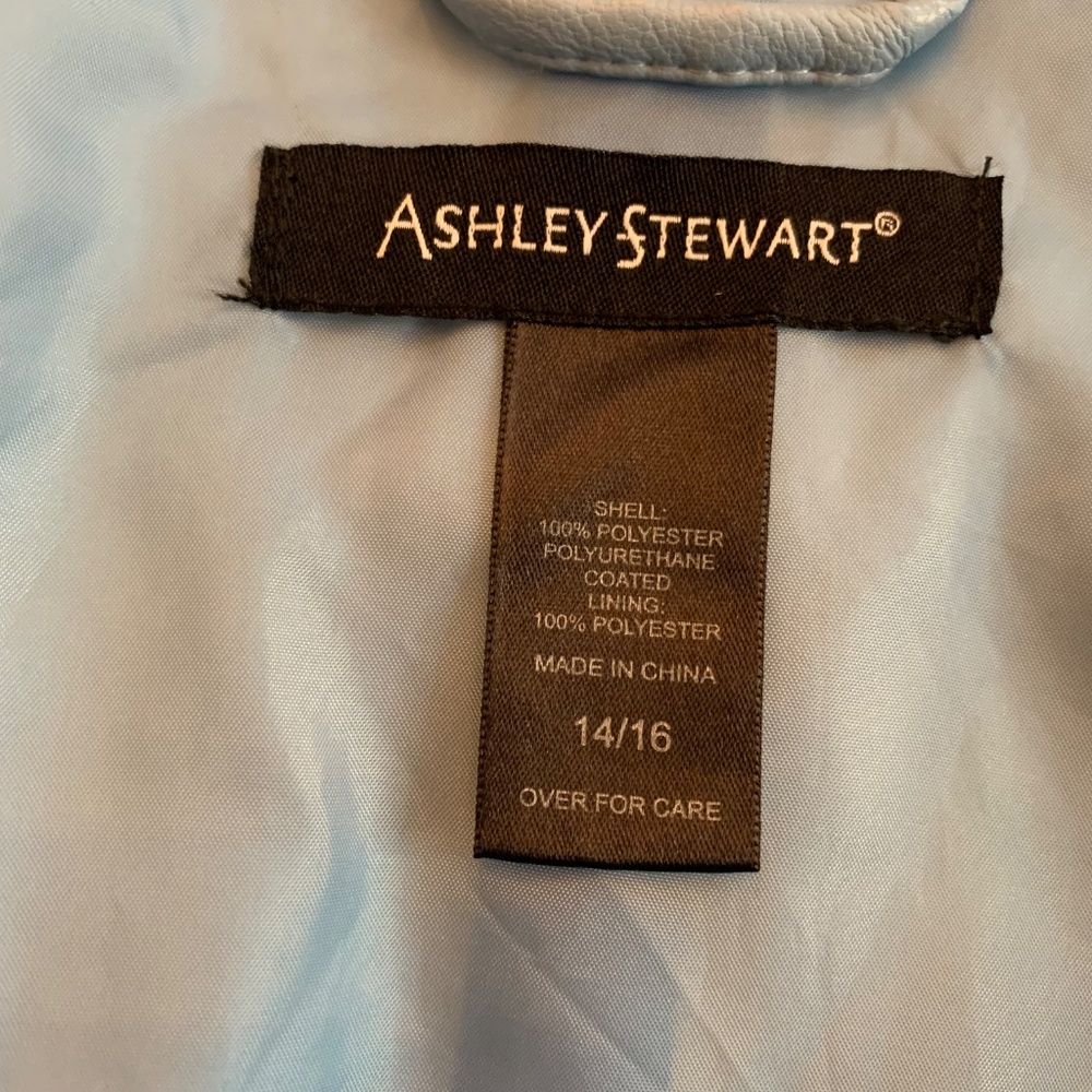 Ashley Stewart Light Blue Faux Leather Jacket Size 14/16 - Picture 8 of 10